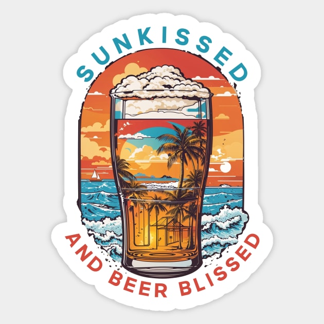 Sunkissed and Beer Blissed Sticker by adcastaway